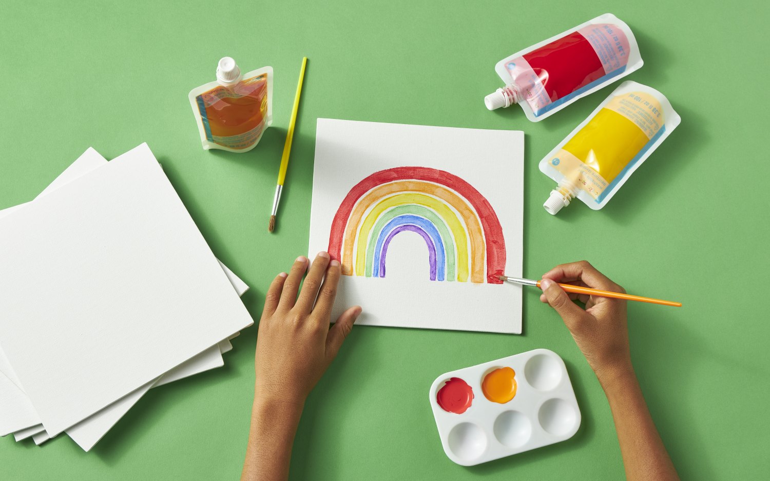 A rainbow painted with a Creatology paint set