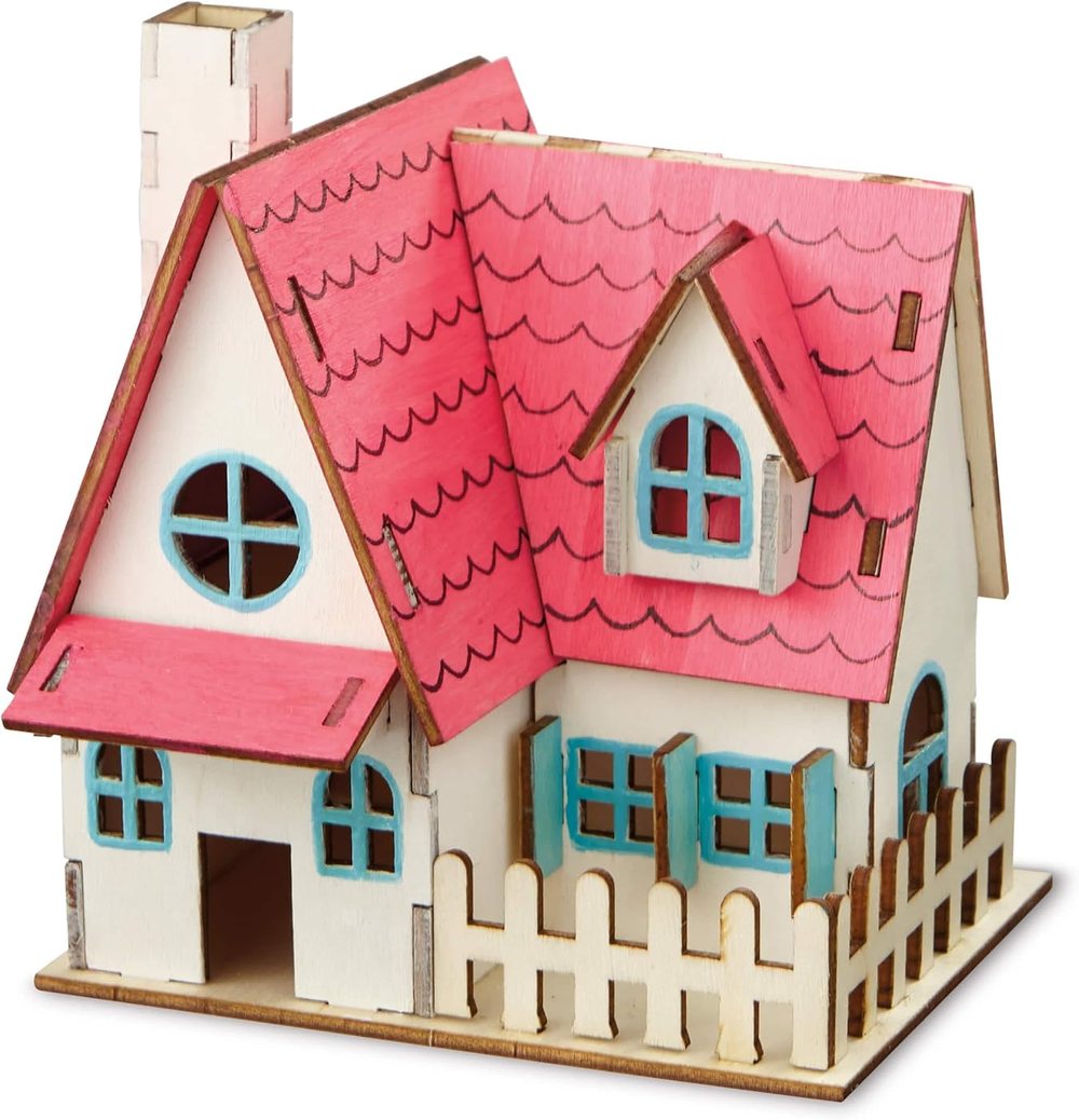 Creatology House Color-in 3D Wood Puzzle, view 2