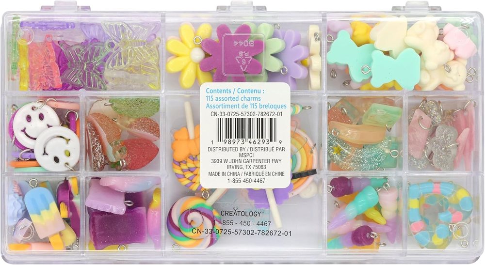 Creatology Mixed Craft Charms, Assorted Flowers Unicorns and Smiley Faces, Multicolor, 115 Pieces, 1-Pack, view 5